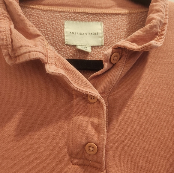Women's Pink Collared Sweatshirt - Picture 6 of 8